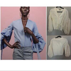 ✅ Hellessy Blouse Resort 2017 White Puff Sleeves